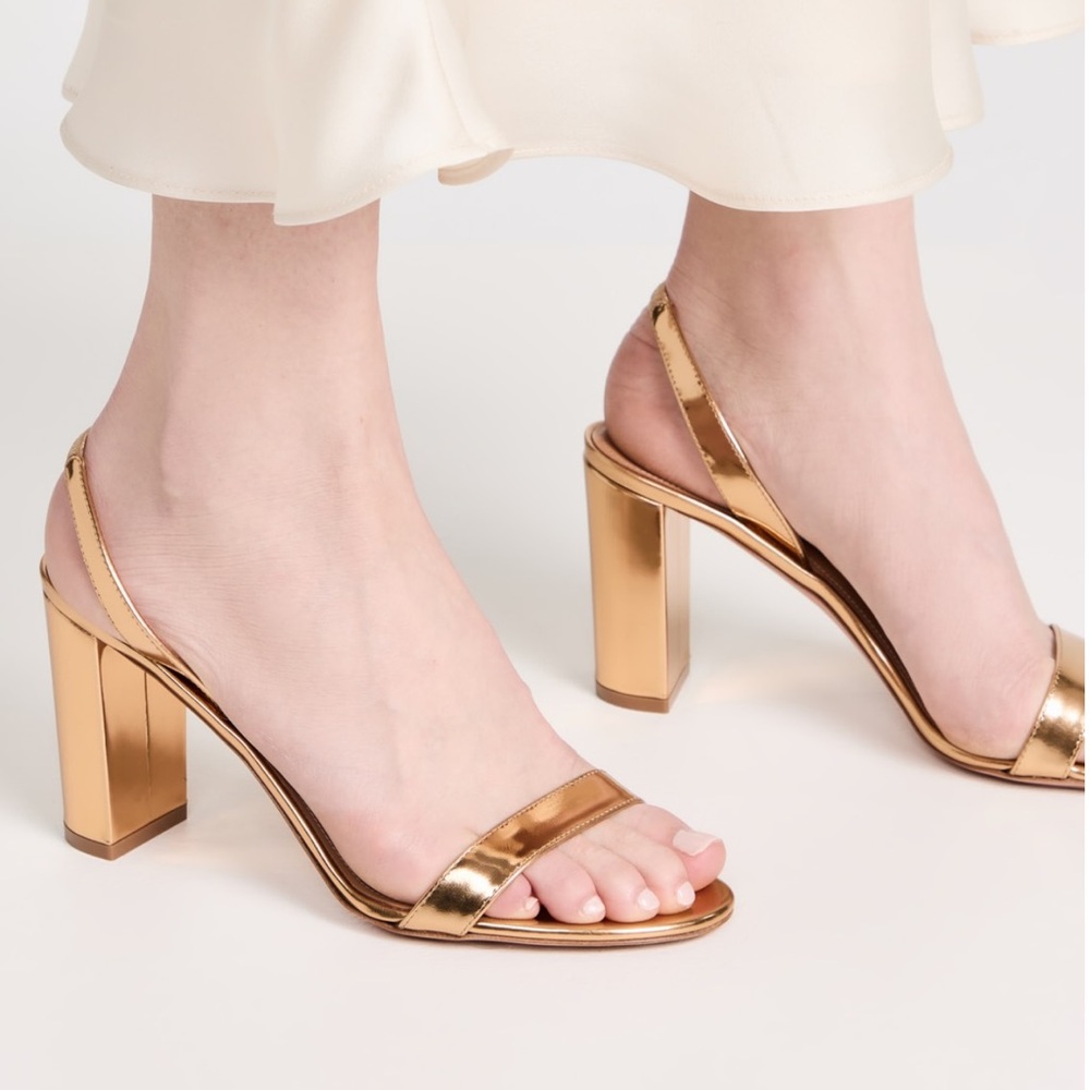 NWT Aquazurra Gold So Nude Heels 85mm (size 37.5)